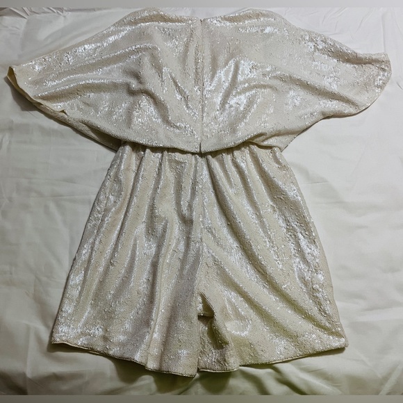 Aidan Mattox Ivory Sequin Short Sleeve Romper - Picture 12 of 15